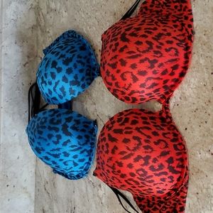 Two 34DD Victoria's Secret Animal Print Bras
